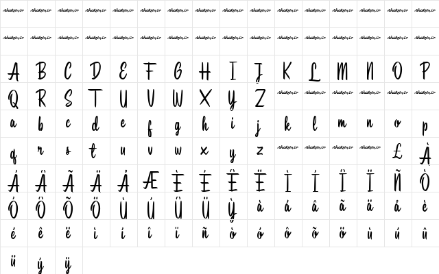 SouthbeachDemo Regular  glyph index