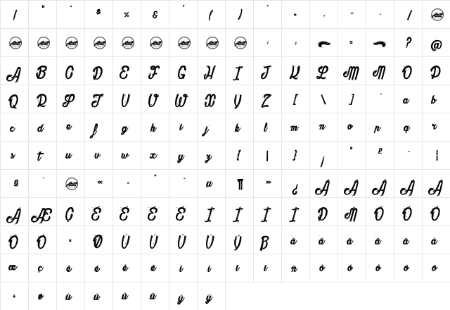 The Bully_PersonalUseOnly Regular  glyph index
