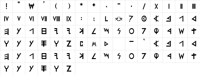 Eshmoon Regular  glyph index