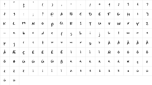 DK Combustible Regular  glyph index