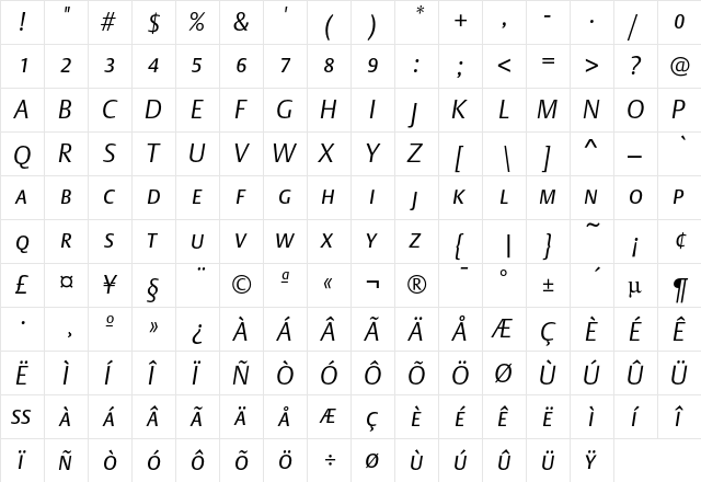 DTLArgoTCaps LightItalic  glyph index