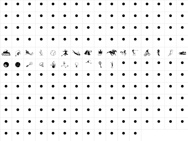 Sports Three  glyph index