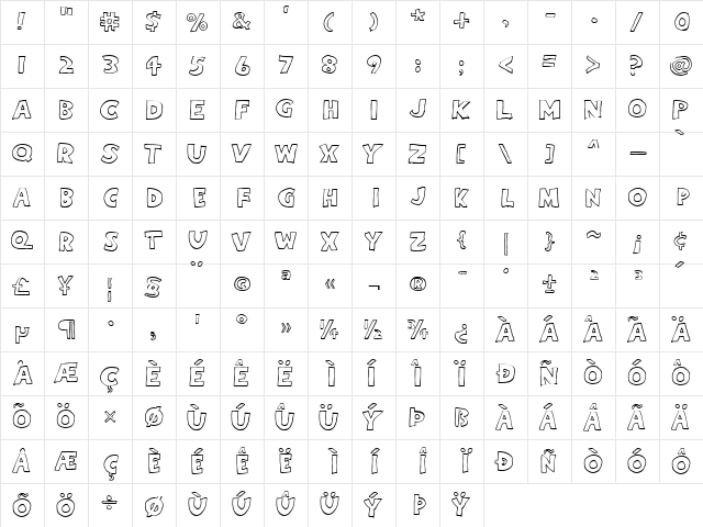 Eighty Percent Caps Outline Regular  glyph index