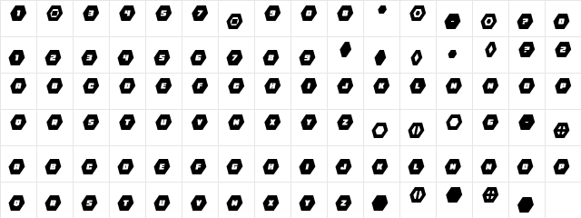 HeXkEy Solid Italic Regular  glyph index
