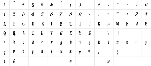 jester normal Regular  glyph index