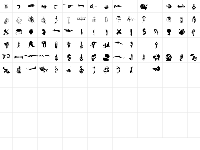 FellaToo Regular  glyph index