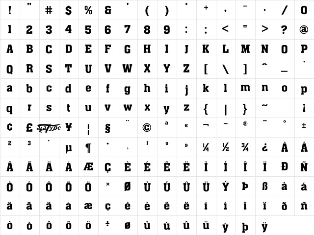 akaChen Regular  glyph index
