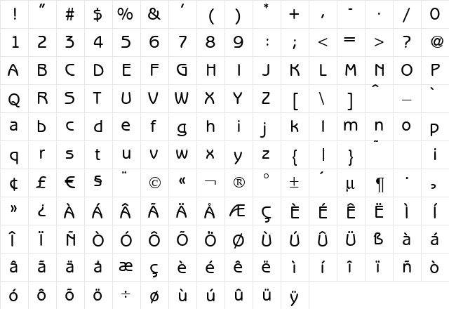 B691-Sans-Medium Regular  glyph index