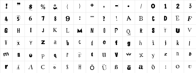 Mystery Regular  glyph index