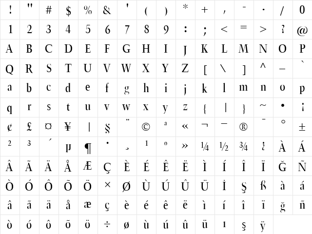 00830 Regular  glyph index