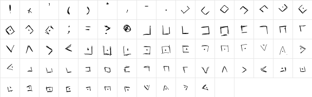 Pigpen Regular  glyph index