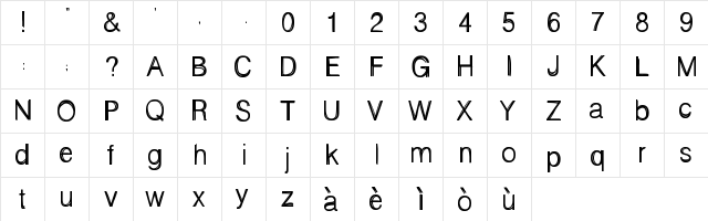 sciallo Regular  glyph index