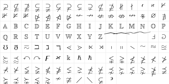 msbm7 Regular  glyph index