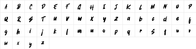 Rafale FREE Regular  glyph index