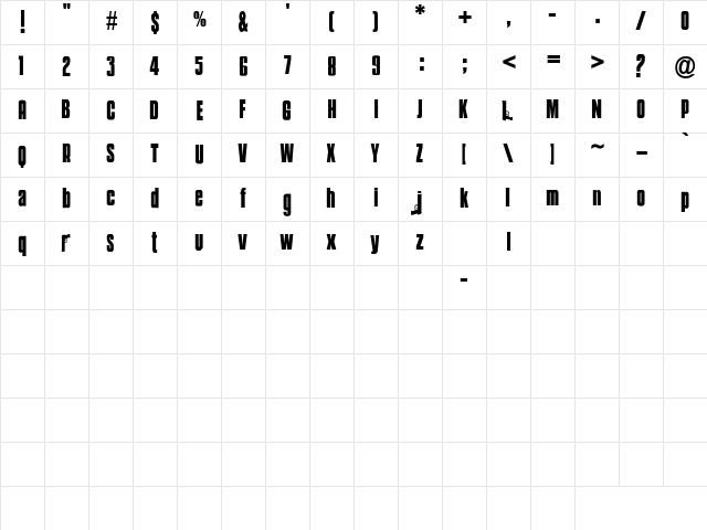 Mobsters Regular  glyph index