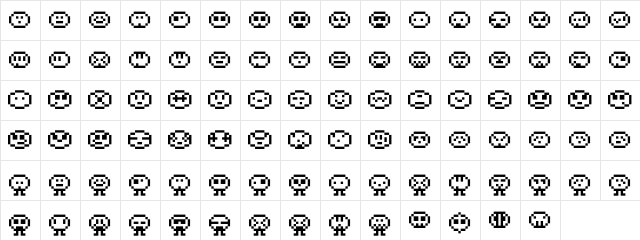 Littlefaces Regular  glyph index