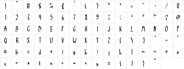 Bekoo Regular  glyph index