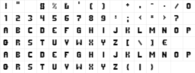 Outer Glow Regular  glyph index