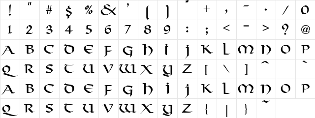 Bold Valpayee Regular  glyph index