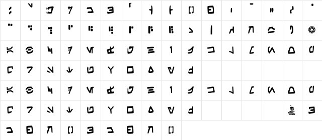 Aurek-Besh Hand Regular  glyph index