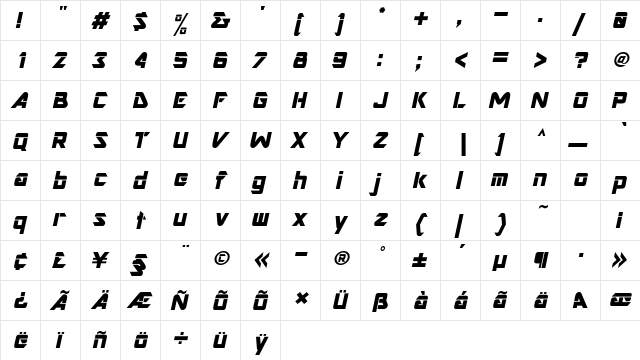 NimrodDisplaySSk BoldItalic  glyph index