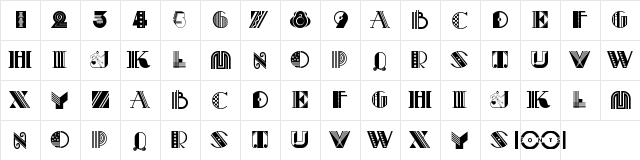 Pastiche NF Regular  glyph index