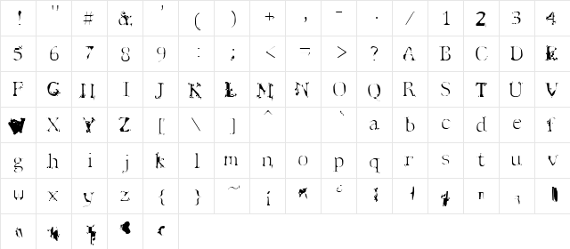 Spyhink Regular  glyph index