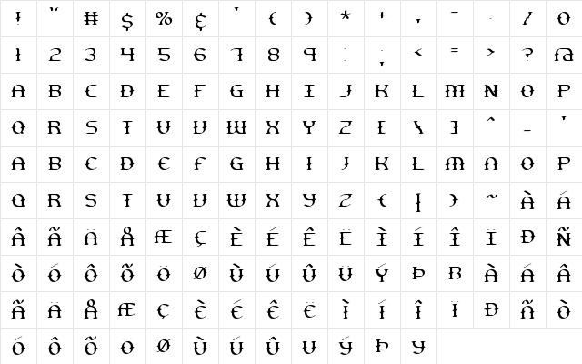 Gesture Thin BRK Normal  glyph index