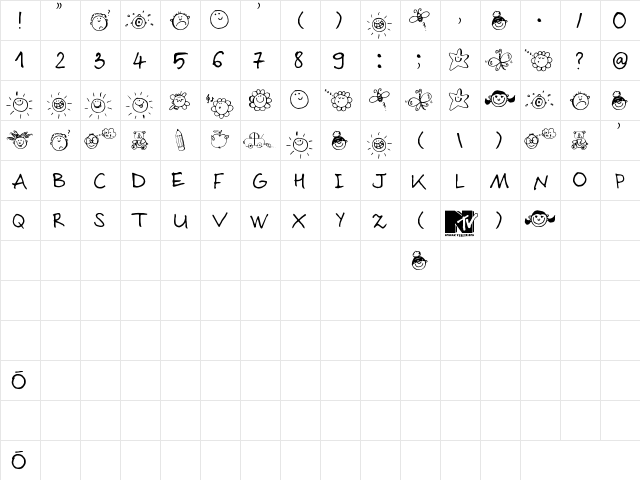 Sloneczko Regular  glyph index