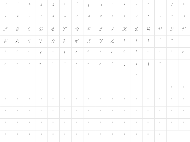Shine de Love Regular  glyph index