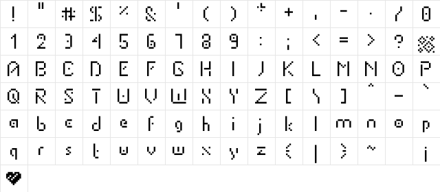 PortableTube Medium  glyph index