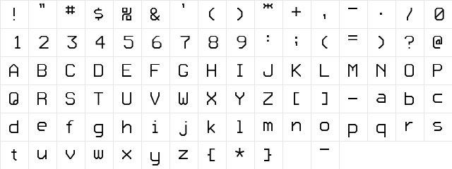 KADO_Kaku Regular  glyph index