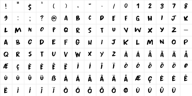 Apex Brush DEMO Regular  glyph index