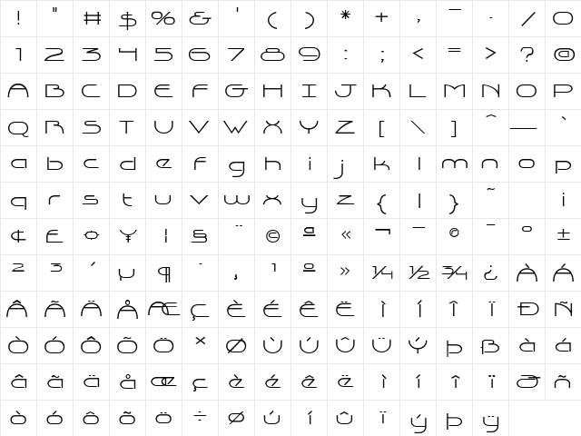 Capsule Regular  glyph index