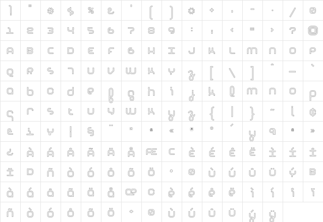 Basis DoubleOutline  glyph index