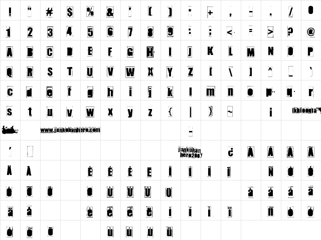 IKHIOOGLA2 Regular  glyph index