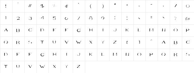 Volki Thin Regular  glyph index