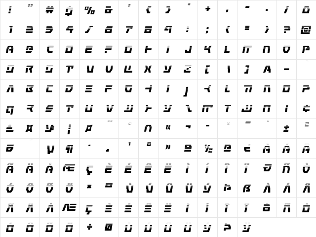 Command Override Halftone Italic Italic  glyph index