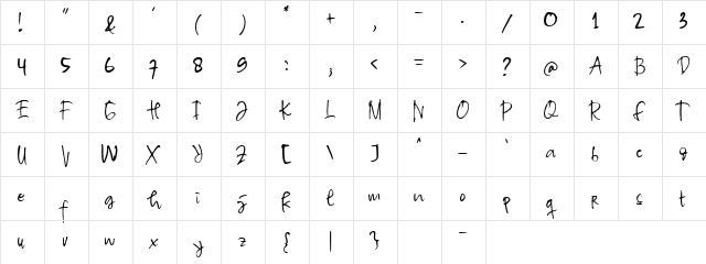 Tracer Script (Demo) Regular  glyph index