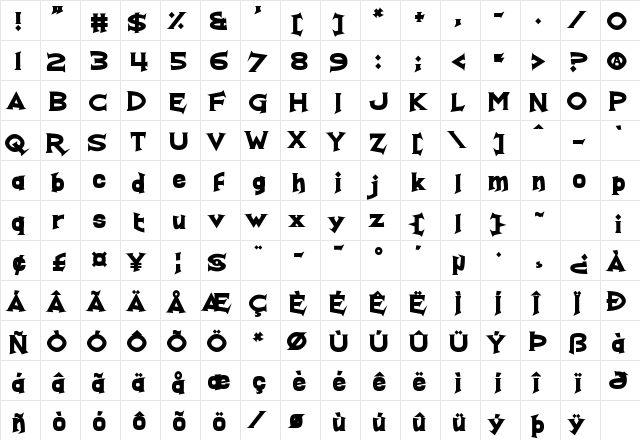 Real Fun Time Regular  glyph index