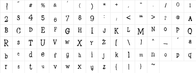 PC Mismatch Regular  glyph index