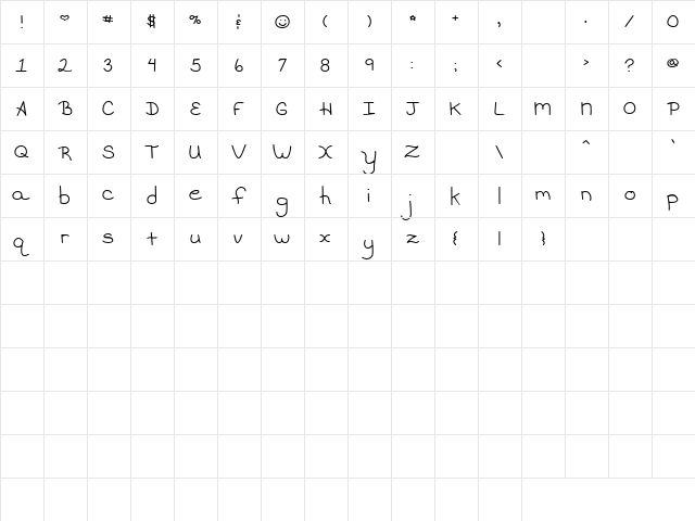 LD Fine Print 4 Regular  glyph index