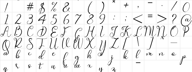 Faletina Regular  glyph index