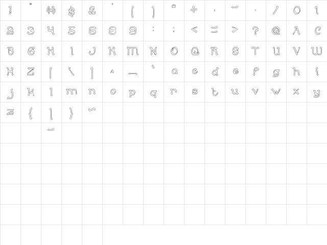 ARABIAN KNIGHT-Hollow Regular  glyph index