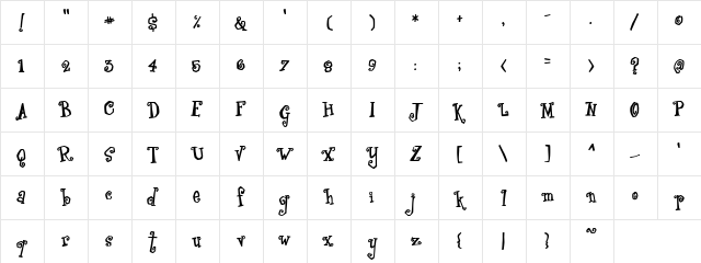 LDJ Kris Kringle Regular  glyph index