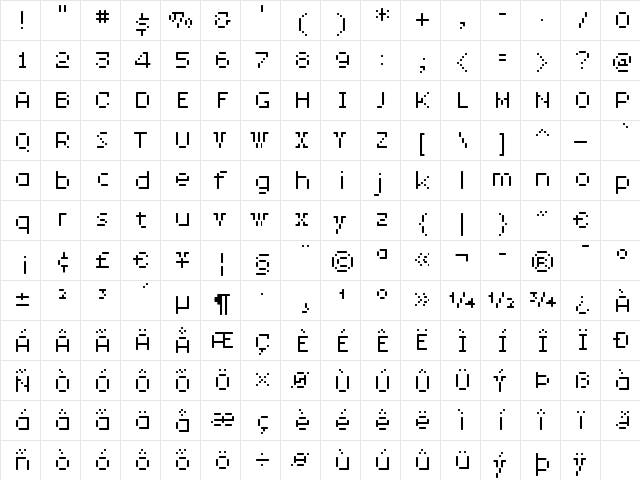 LRMinusNine Wide  glyph index