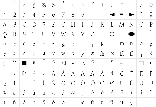 CgAthenaeum Medium  glyph index