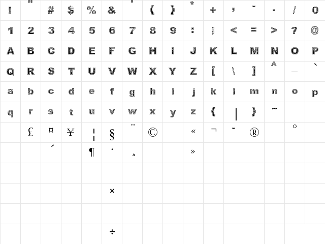 Determined Regular  glyph index
