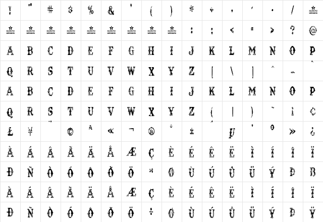 TEXAS TANGO EXTRA ROTH PERSONAL Condensed Regular  glyph index