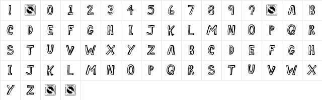 Comic Zine Regular  glyph index